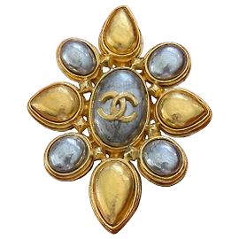 Spilla Chanel Vintage Fiore Oro e Argento Argento D'oro