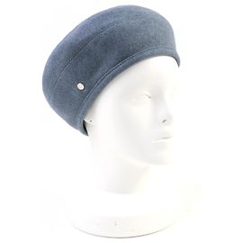 Hermès Saint Honor Serie Kaschmir-Baskenmütze Grau Hellblau