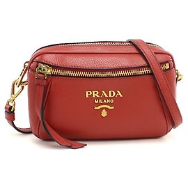 Borsa a tracolla in pelle rossa Prada Rosso