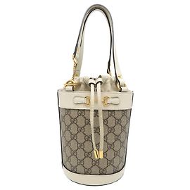 Sac seau Gucci Logo Horsebit Blanc