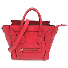 Céline Celine Luggage Nano Shopper Women's Handbag Red