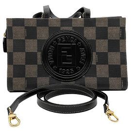 Bolsa Vintage FENDI Pequin Logo Marrom Preto