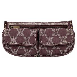 Céline Borsa a tracolla Celine Triomphe in jacquard e pelle Rosso