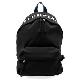 Balenciaga Wheel Logo Nylon Backpack Black