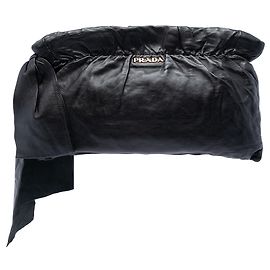 Prada Black Nappa Antique Bow Clutch Schwarz
