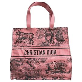 Dior Bolso Tote Dioriviera de Lona Rosa Negro Rosa