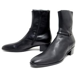 NEW SAINT LAURENT VLAD 802358 BOOTS SIZE 45 BLACK LEATHER Black
