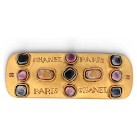 NUOVA BARRETTA CHANEL 31 CAMBON PIETRE CABOCHON GRIPOIX HAIR CLIP D'oro