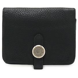 Hermès Hermes Dogon Compact Taurillon Clemence Coin Case Card Case Black