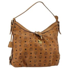 Borsa a tracolla MCM Vicetos Logogram PVC Marrone Oro Auth 179374A Marrone D'oro