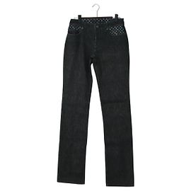 Calça LOUIS VUITTON Jeans Preto Multicolorido LV Auth 165311V Preto Multicor