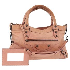 BALENCIAGA Le sac à main The First en cuir 2way Gris 103208 Auth 179438 Marron
