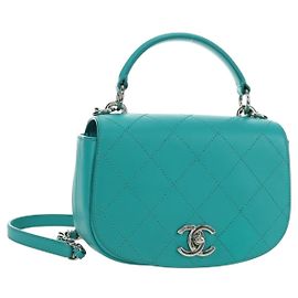 CHANEL Matelasse Chain Bag Lamb Skin 2way Silver Emerald Green CC Auth 179804SAV Plata Otro