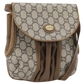 Borsa a tracolla GUCCI GG Plus Supreme PVC Beige Oro Auth 180728 Beige D'oro