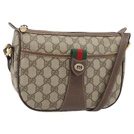 Borsa GUCCI GG Supreme Web Sherry Line PVC Beige Oro 89 02 032 Auth 181166 Beige D'oro