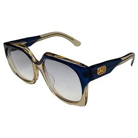 Céline Vintage Celine Acetate Eyeglasses Navy Beige Gold Logo Navy blue