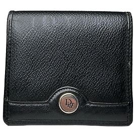 Vintage Dior Leather Wallet Black Silver c. 2000 Black