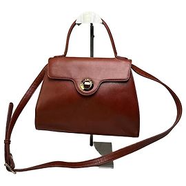 Vintage Givenchy Structured Leather Handbag Rust Gold Red