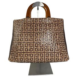 Tote de cuero trenzado Givenchy 4G Vintage Beige Marrón Beige