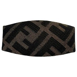Barrette en toile Zucca FF Pattern Fendi Noir Kaki