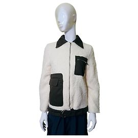 Autre Marque Elleme Paris Giacca Teddy bianca e verde scuro Bianco Verde scuro