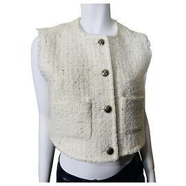 Ba&Sh Ivory Tweed Cropped Vest White