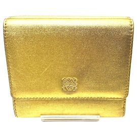 Loewe Tri-fold Wallet in Gold Leather Golden