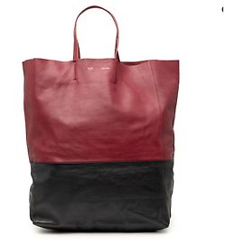 Céline Tote verticale in agnello bicolore rosso Celine Rosso Bordò