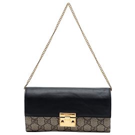 Gucci Beige GG Supreme Padlock Wallet On Chain Beige