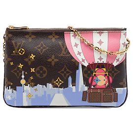 Pochette Louis Vuitton Double Zip Illustre Vivienne Shanghai Marrom Monogram Marrom