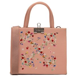 Off White Bolsa Off-White Brown Mini Calfskin Box Flower Arrow Marrom Carne