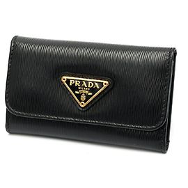 Porta llaves de cuero negro Prada Negro