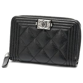 Portefeuille à fermeture éclair Chanel Boy Noir