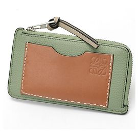 Monedero de piel de grano suave Loewe Castaño Verde