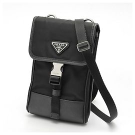 Prada Re-Nylon x Saffiano Leather Smartphone Case Black