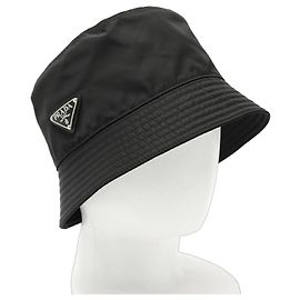 Prada Re-Nylon Triangle Bucket Hat Black