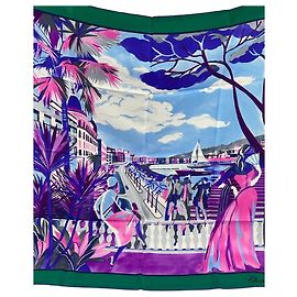 Lenço de seda Chopard Riviera Glamour Rosa Branco Azul Multicor Verde Cinza Roxo Azul claro