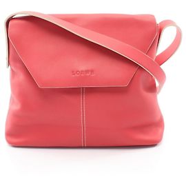 Loewe Red Leather Shoulder Handbag Red