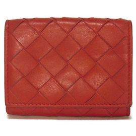 Bottega Veneta Tiny Nappa Calf Tri-fold Wallet Red