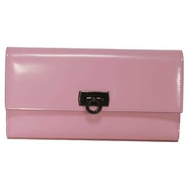 Salvatore Ferragamo Wanda Long Flap Wallet Pink