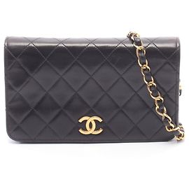 Chanel Mini Matelassé Full Flap Shoulder Bag Black