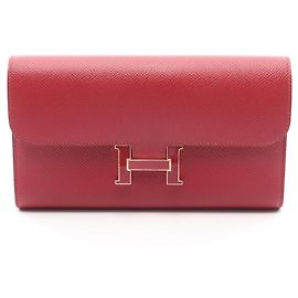 Hermès Hermes Constance Long Bi-fold Wallet Red
