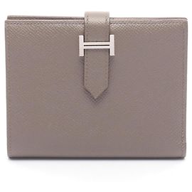 Hermès Hermes Bearn Compact Bi-fold Wallet Beige Grey