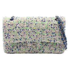 Bolsa de Ombro Chanel Matelassé Double Flap Azul Verde