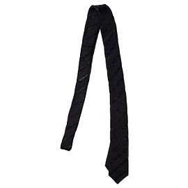 Saint Laurent, black diagonal shiny striped tie Black