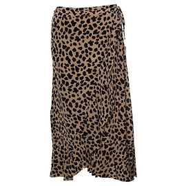 Autre Marque Rixo London, Wickel-Midirock mit Leopardenprint Braun