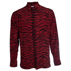 Saint Laurent, camicetta con stampa zebra in rosso e nero Rosso