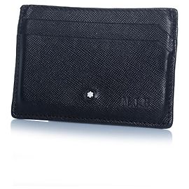 Montblanc, structured leather card holder in black Black