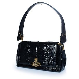 Vivienne Westwood, Croc embossed black hazel bag Black