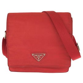Bolso de Hombro Prada Nylon Tessuto Triangle Logo Roja